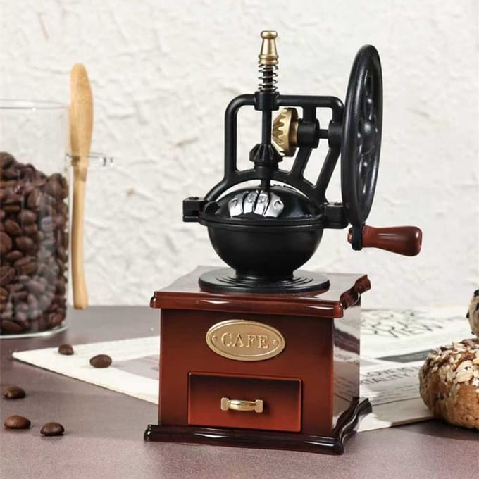 Muziekdoos met handbediende koffiemolen - creatief decoratief item