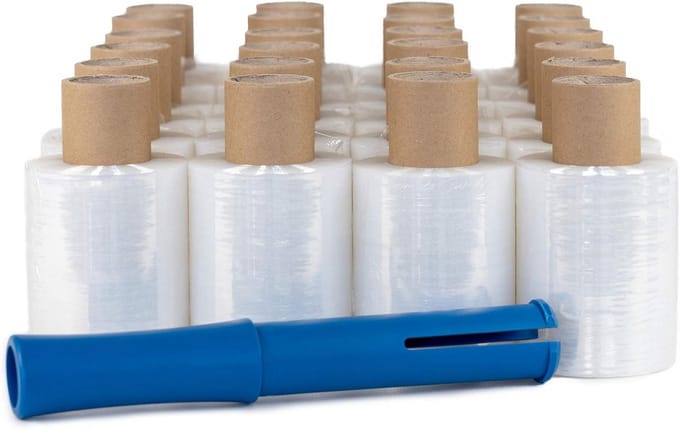 Verpakking Folie - Mini Rollen - Pakketten Verzekeren - 40 Stuks + Dispenser - 100x150 Meter - Transparant
