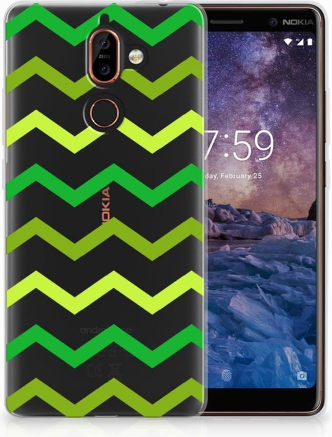 Nokia 7 Plus TPU bumper Zigzag Groen