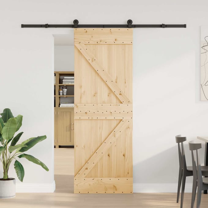 vidaXL - Schuifdeur - NARVIK - Naturel - en - Zwart - 70 - x - 210 - cm - (213,5 - cm)