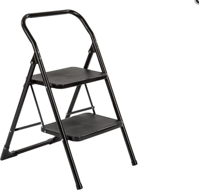 BIG STEP Trapladder 2 brede treden zwart