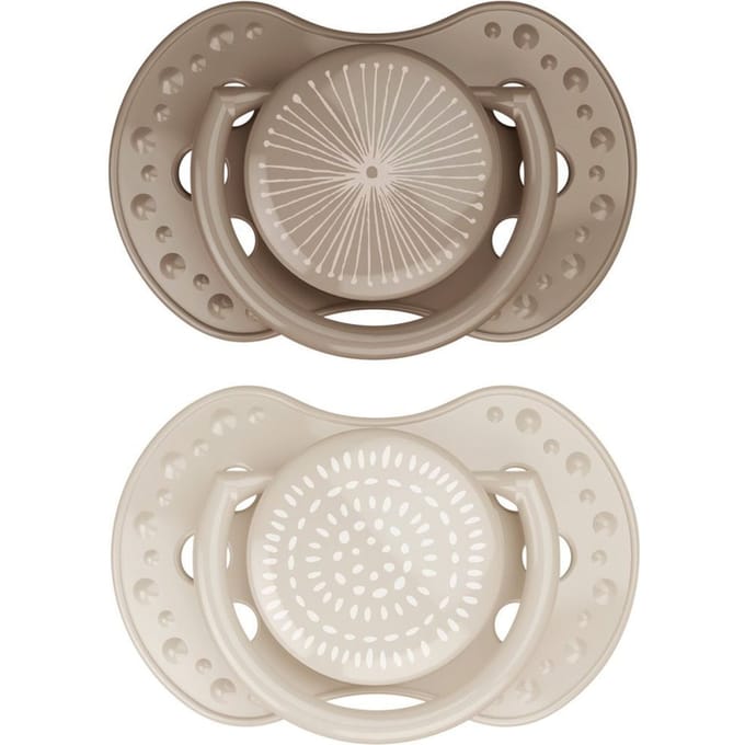 Difrax LOVI Fopspeen Dynamisch - Classy - 18+ Maanden - Beige & Bruin - 2 Stuks