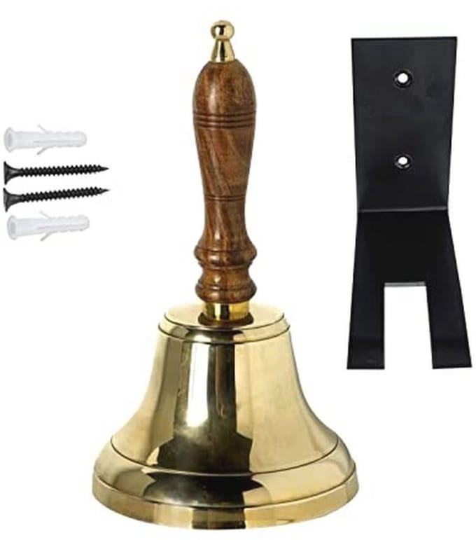 Handbel met Houten Handvat - Vintage Design voor School, Restaurant en Thuisgebruik