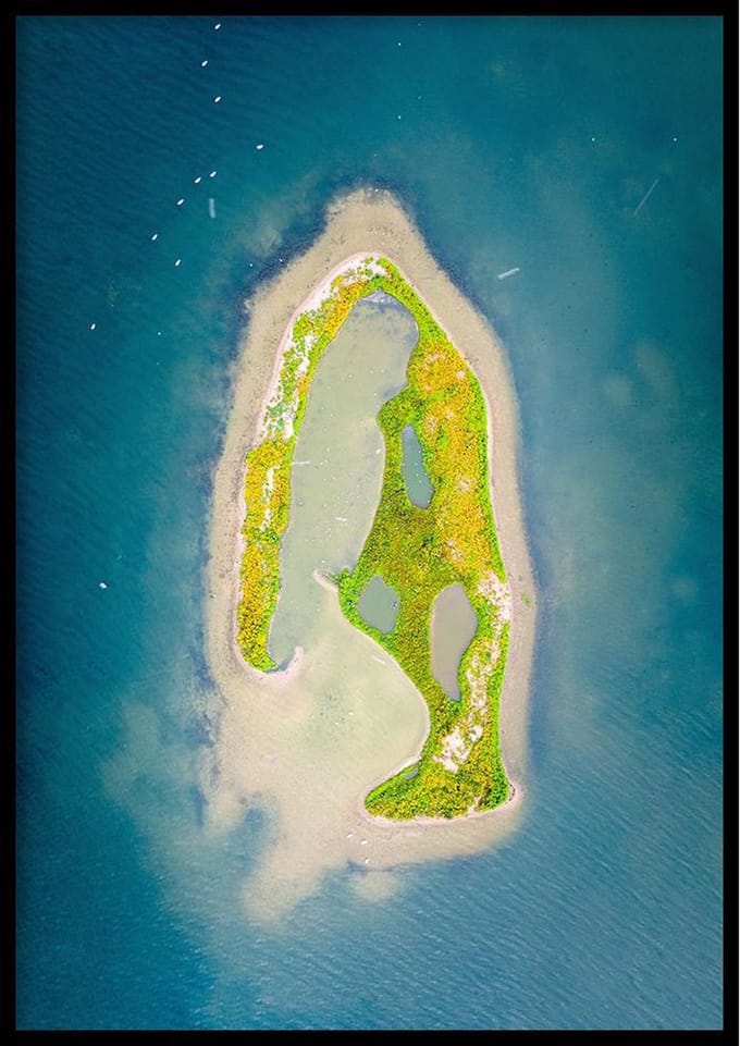 Poster Drone Kraaijenbergse plassen - 50x70cm - Poster Natuur