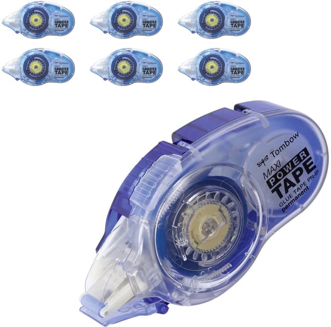 Tombow Mono Lijmroller - Maxi Power Glue Tape - Permanent - Dubbelzijdig lijm - Navulbaar - 6 stuks