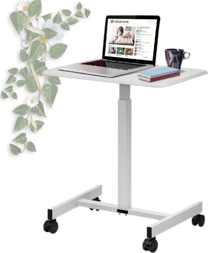 Happyment Zit Sta Bureau - Laptop Bureau - Zit Bureau - In Hoogte Verstelbaar - Wit