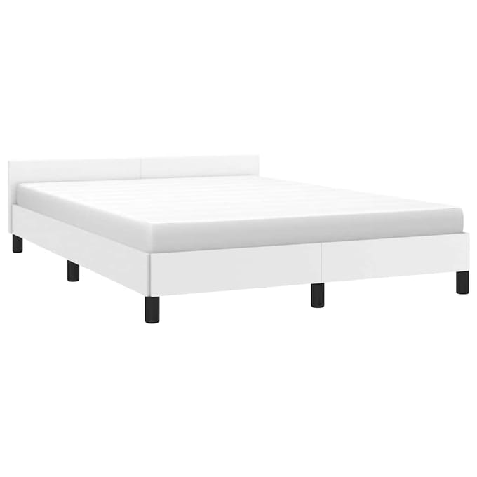 vidaXL - Bedframe - met - hoofdeinde - zonder - matras - 140x200 - cm - wit