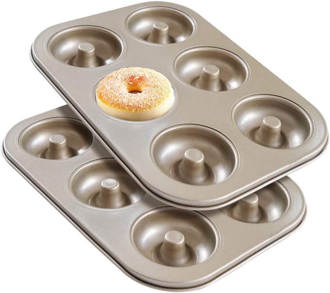 Set van 2 Donut Bakvormen – Non-stick Koolstofstaal Mini Donut Pan voor 12 Donuts