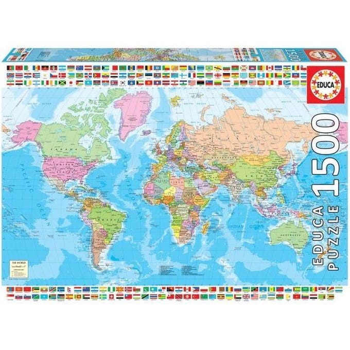 1500 stukjes puzzel Educa Mapamundi Político