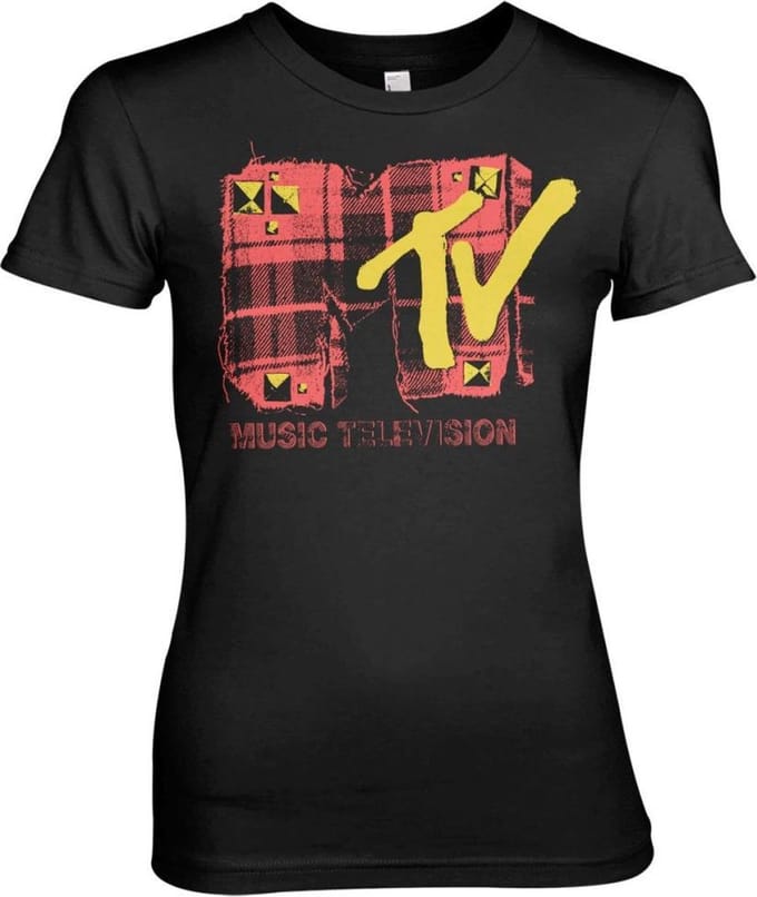 MTV Dames Tshirt -S- Plaid Zwart
