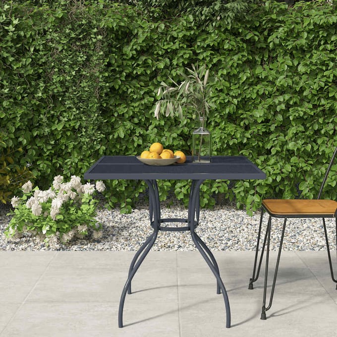 vidaXL - Tuintafel - 80x80x72,5 - cm - staal - gaas - antracietkleurig