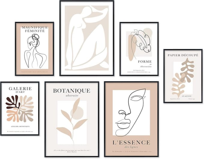 Set van 7 Wandposters Matisse Collage Stijl - 4x A4 en 3x A3