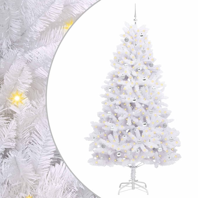 vidaXL Kunstmatige Inklapbare Kerstboom Wit 240 cm PVC en staal