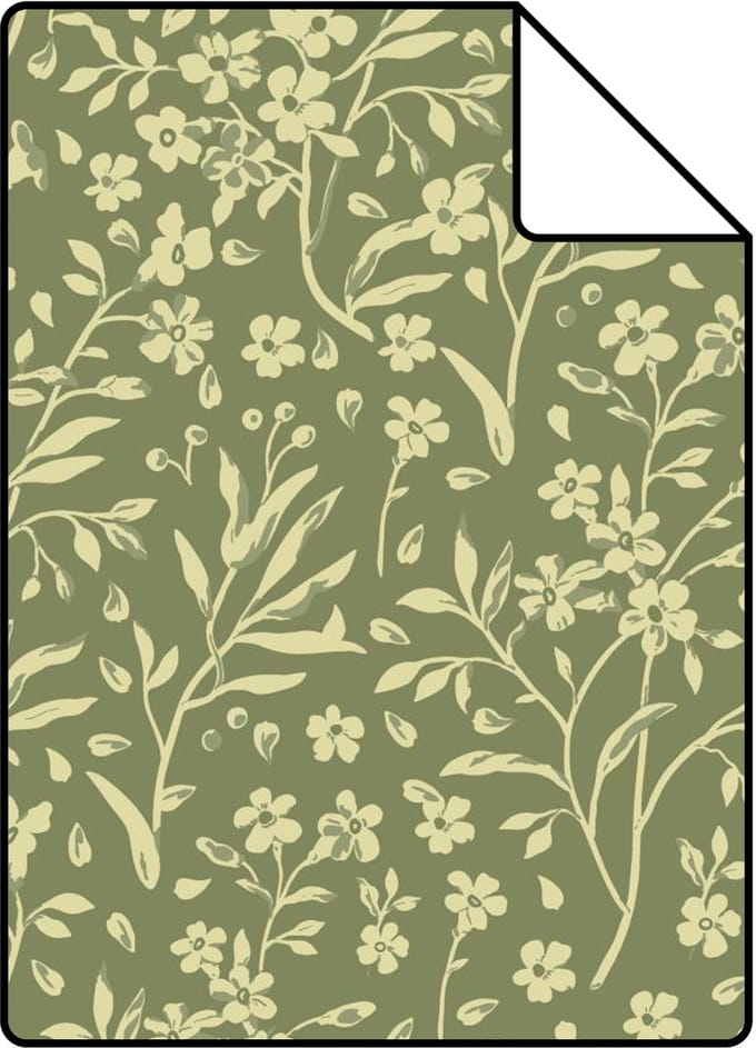 Proefstaal ESTAhome behang bloemetjes groen - 26.5 x 21 cm - 131210-S