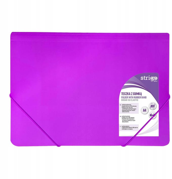 Strigo Neon Paars A4 Map met Elastiek - Duurzaam PP