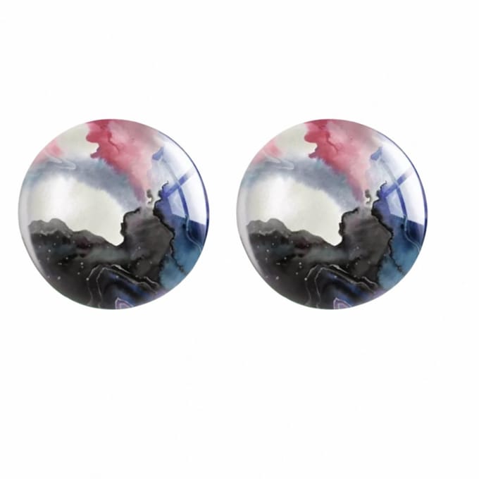 Clip Oorbellen Camila 2 cm zwart roze