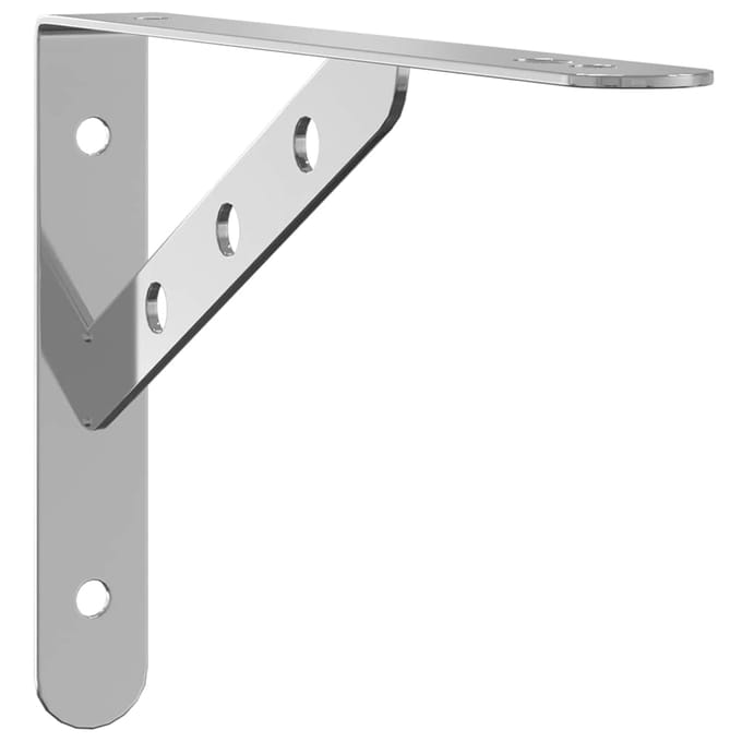 vidaXL - Plankdragers - 4 - st - 23,5x2,5x15,5 - cm - roestvrijstaal - zilverkleurig