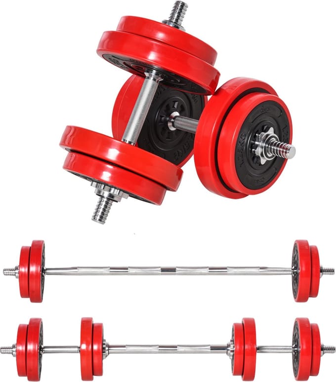 Dumbbell set - Barbell set - Halter - Gewichten - Halterset - Halters - Halterstang met gewichten - 20 Kg