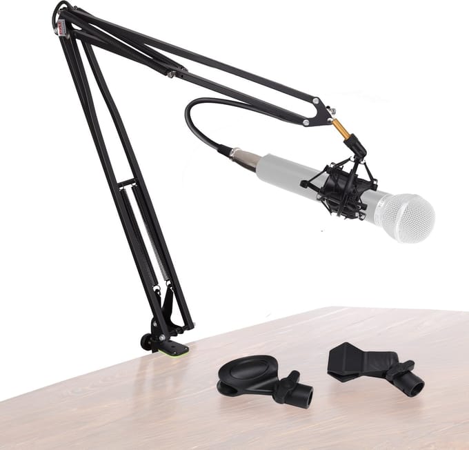 Pyle Microfoon arm – Desktop schaararm microfoonstandaard met Schokdemper– Uitschuifbaar tot 119 cm