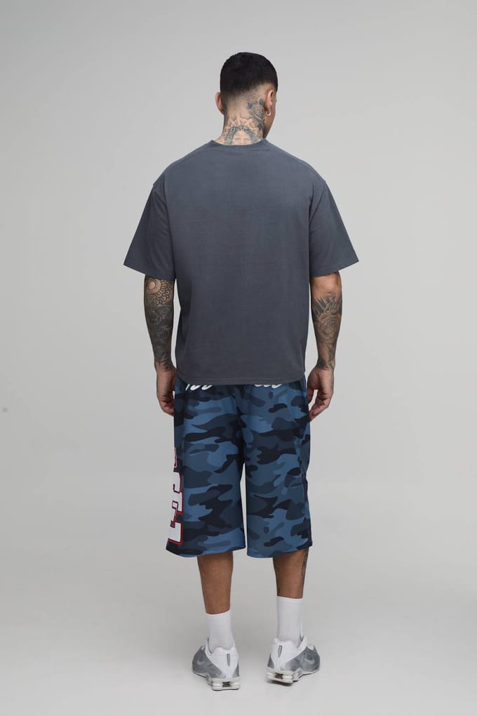 Lange Camo Applicatie Mesh Jorts | Charcoal | Size XS