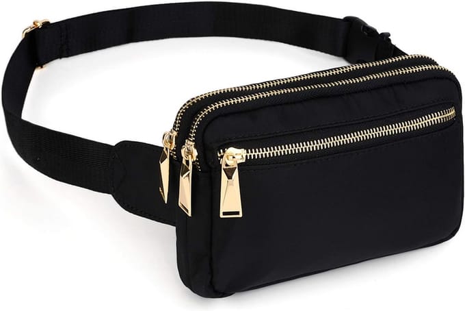 Waterafstotende Nylon Heuptas voor Heren en Dames met 3 Ritssluitingszakken