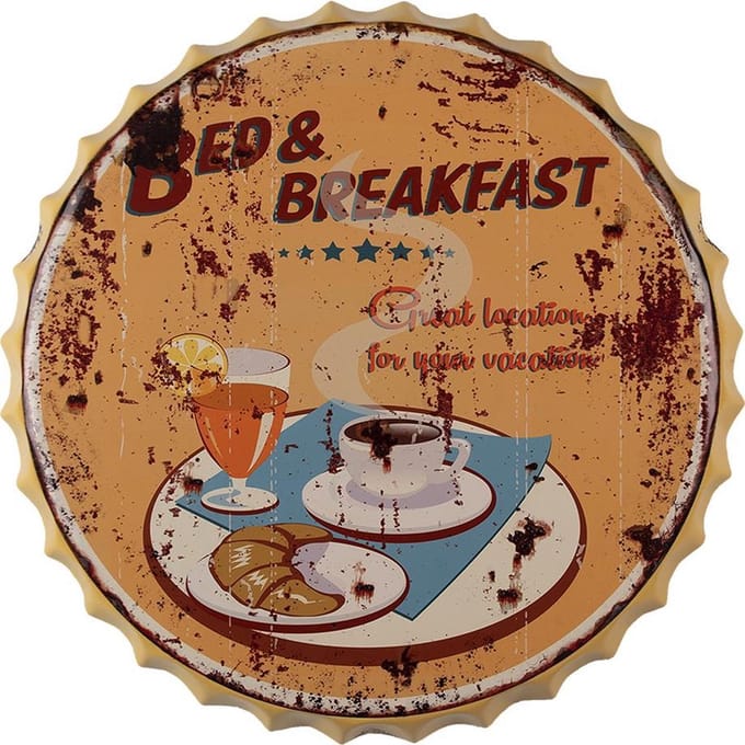 Clayre & Eef Tekstbord Ø 50 cm Geel IJzer