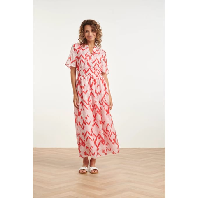 Smashed Lemon Maxi-jurk met zigzag aztec print in roze en wit |