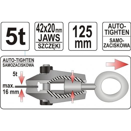 Yato - Zelfklemmende Blikseerklem - 5T - Staal - Professioneel