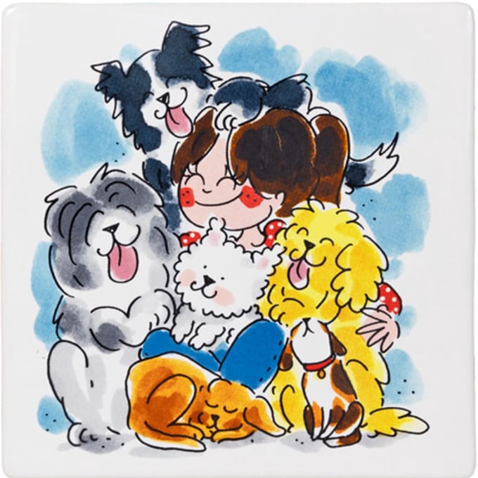 Blond Amsterdam Hond Keramiek tegel 13x13 cm