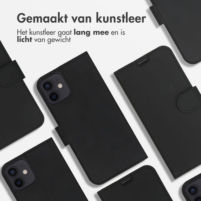 Accezz Hoesje - Geschikt voor Apple iPhone 12 Pro / 12 - Wallet Softcase Bookcase - Zwart