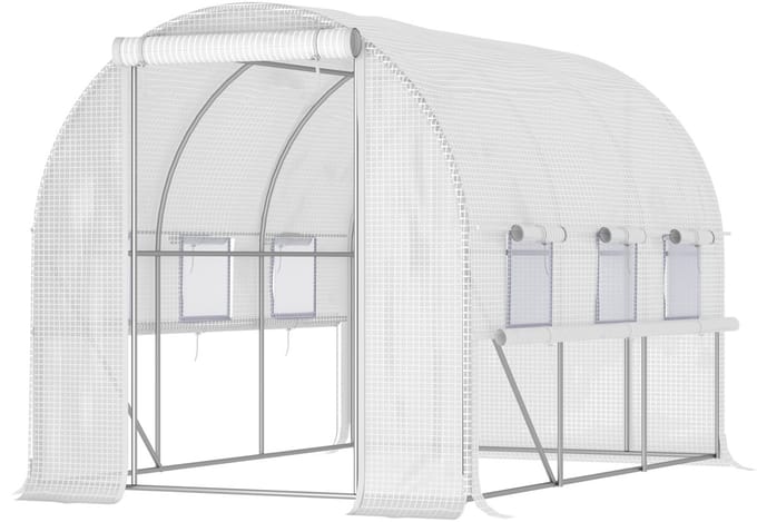 Outsunny Tunnelkas - PE - 295x200x200cm - Wit