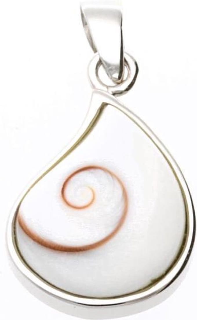 Zilveren Druppel met oog van shiva kettinghanger