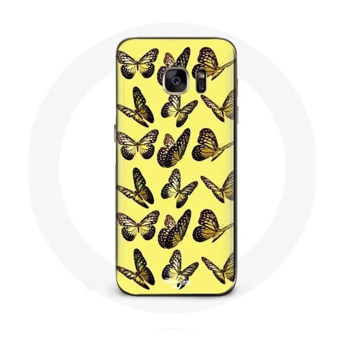 Hoesje - Samsung - Galaxy S7 - Vlinders - Geel - Flexibel geel
