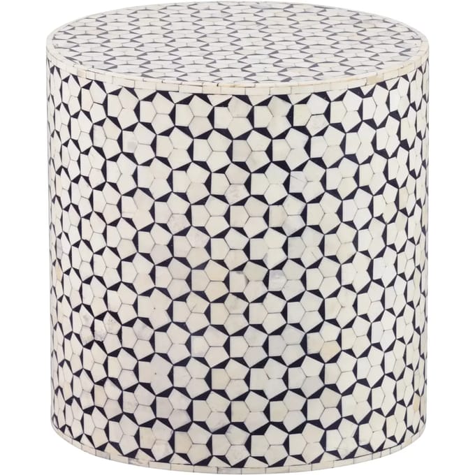 WOOOD Neva Sidetable - Bone Inlay - Zwart/Wit - 40x37x37