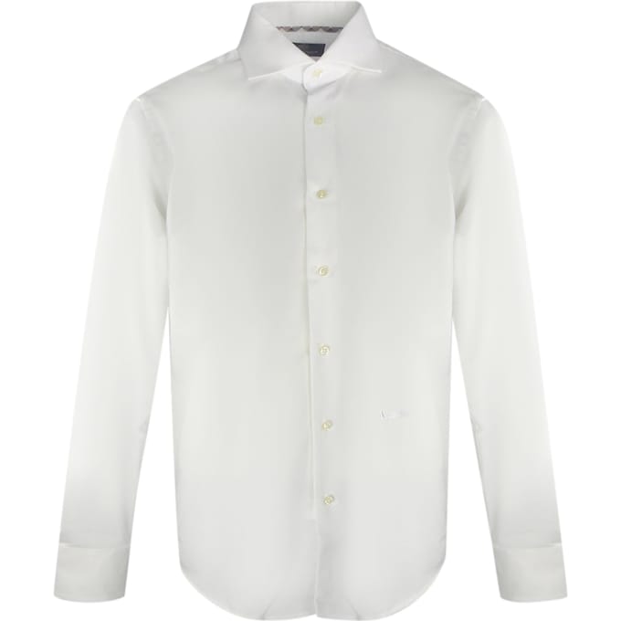 Aquascutum effen wit overhemd met lange mouwen