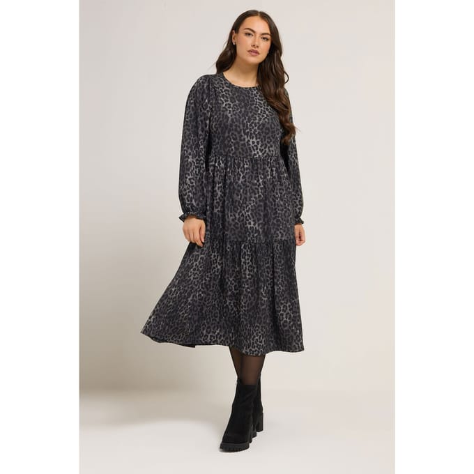 Yours Grijze Luipaard Textuur Maxijurk Size 42