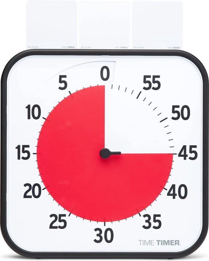 Time Timer® Large 60 Minuten - Visuele Timer - Zwart Rood - 30 x 30 cm - Hulpmiddel bij ADHD en Autisme - Magnetisch - Incl. App