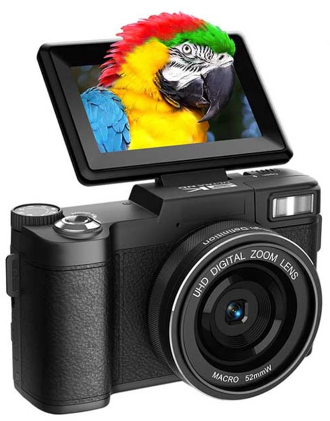 5K Ultra HD 64MP WiFi Digitale Camera met Draaibaar Scherm & Macrolens