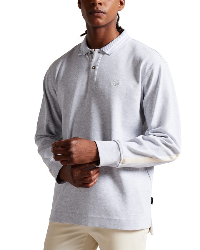 Ted Baker Rugby Polo met lange mouwen, Grijs Marl
