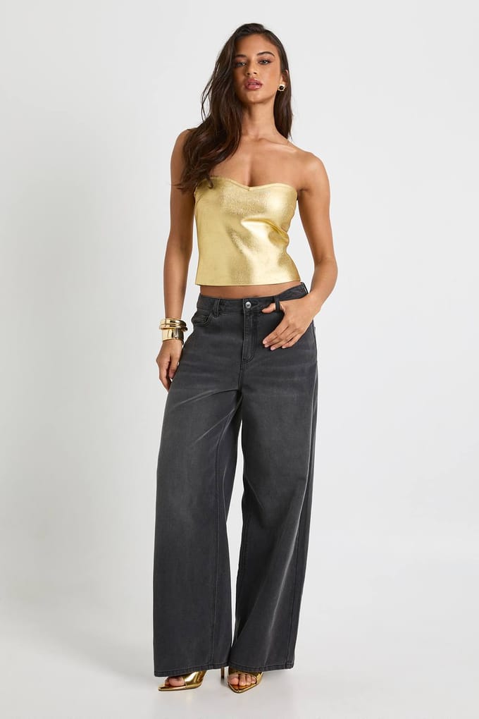 boohoo Dames Metallic Bandage Bandeautop | Gold | Maat: 14