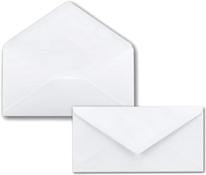 50x Witte DIN Lang Enveloppen 110x220mm zonder Venster voor Kaarten