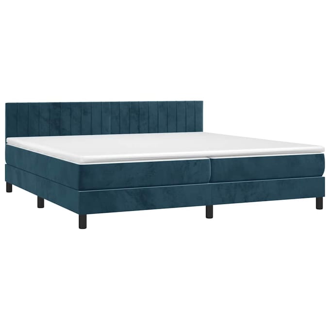vidaXL - Boxspring - met - matras - fluweel - donkerblauw - 200x200 - cm