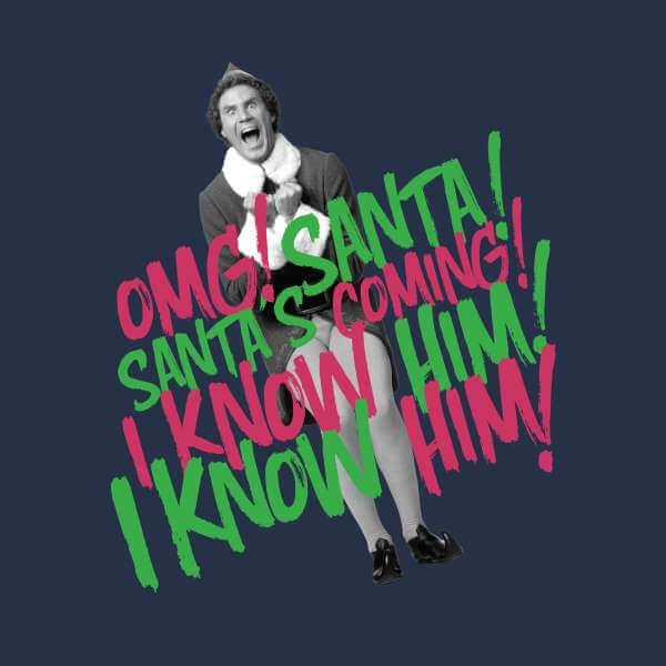 Elf Santa! I Know Him! Men's Christmas T-Shirt - Navy - S