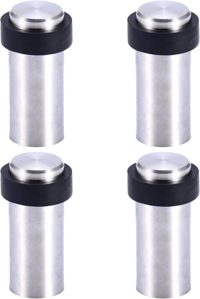 Deurstopper 8cm Vloerbevestigd Roestvrij Staal met Rubber Bumper