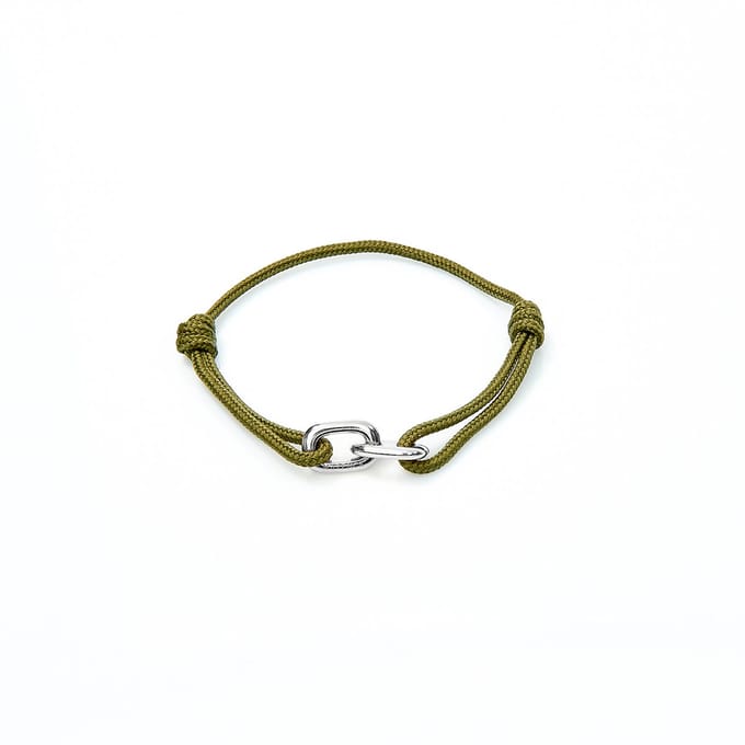 Marenca Bos Groen Heren Armband met Zilveren Ringen