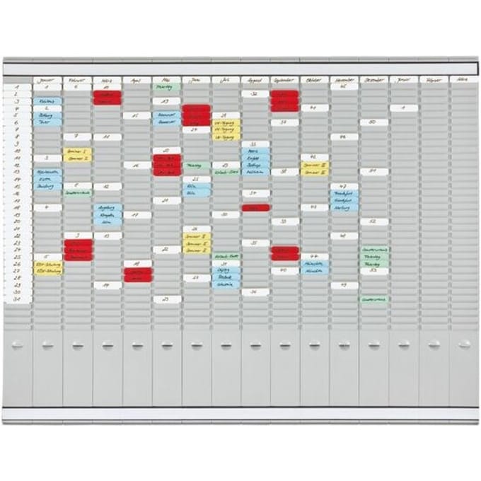FRANKEN T-Kartentafel Universal Planer (B)1.003 x (H)783 mm Rahmen: Kunststoff, hellgrau, 16 Träger à 35 Schlitze, - 1