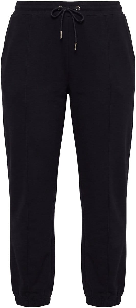 MIAMODA - Dames - Jerseybroek persplooi elastische tailleband - Zwart - Maat 48