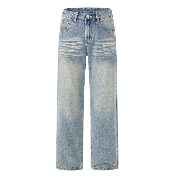 Herenkleding, Herfst Nieuwe Micro-kegel Denim Rechte Pijp Broek 3XL