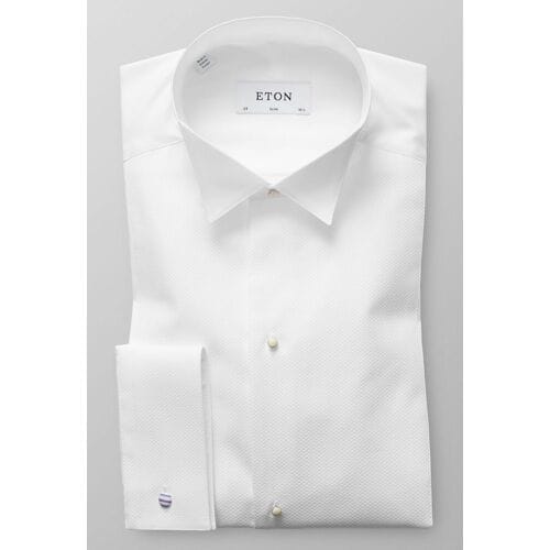 Eton Overhemd Slim Piqué White Tie Wit / male