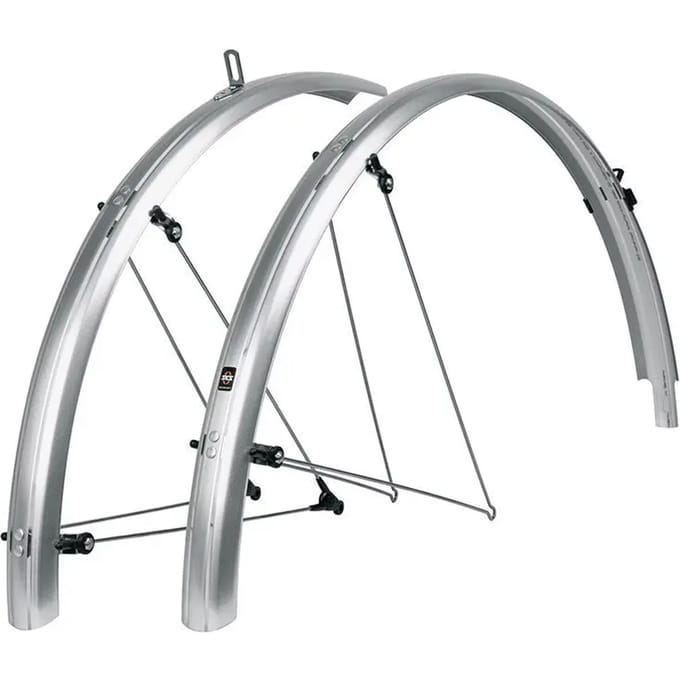SKS Spatbordenset - Robuuste sandwichconstructie - ASR-veiligheidssysteem - Zilver - 55 mm breed